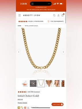 Abbott Lyon Gold Initial Choker Necklace - BG INITIALS